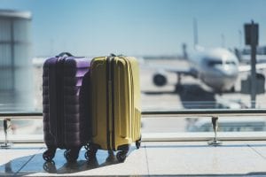 Suitcases in an airport