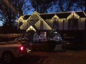 house with Christmas lights