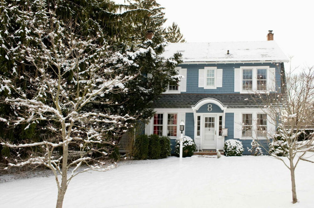 residential house during a snowy winter season