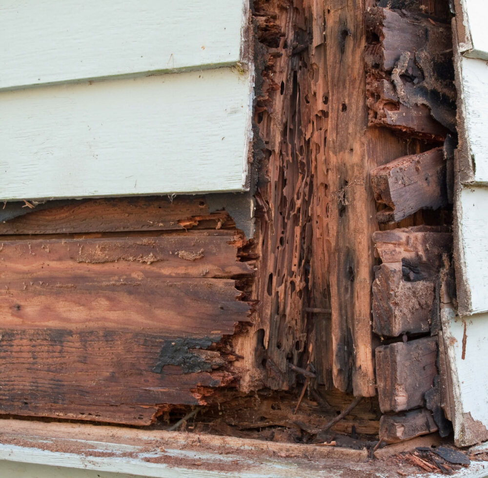 Termite and rot damage to home.