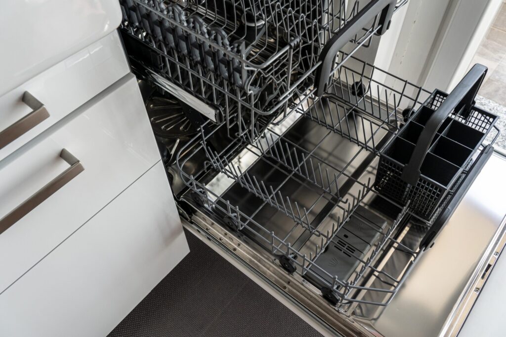 an unloaded dishwasher
